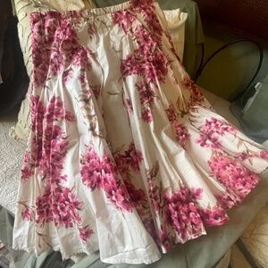 Ann Taylor Pink and Cream Floral Skirt